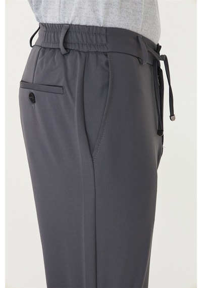 Antrasit Modern Kesim Bağcıklı Smart Casual Jogger Pantolon Antrasit