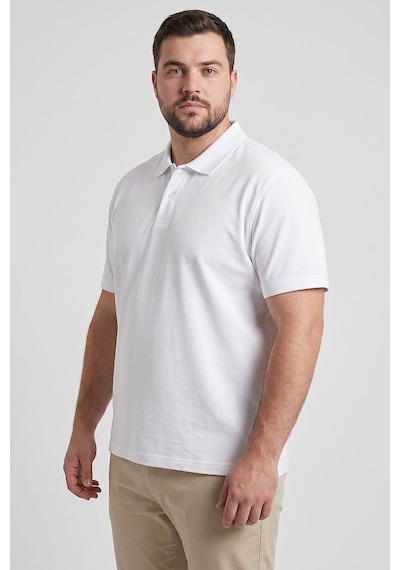 Tommy Life Beyaz Polo Yaka Büyük Beden Battal Erkek T-shirt - 88511