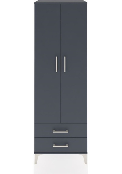 Hyperion Dolap Tek Raflı 2 Çekmeceli Tek Askılı 60x44x182 Ant... Antrasit