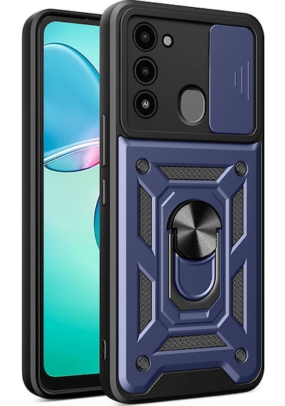 Nourthkiingdom Tecno Spark 8c Kılıf Magnetik Standlı Kamera Korumalı Nrtk Sürgülü Vega Kapak - Siyah Siyah