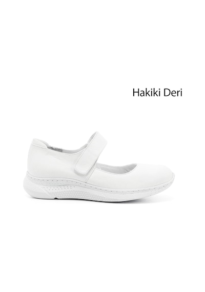 Gönderi(R) Gönderi R Beyaz Mary Jane Dolgu Taban Hakiki Deri Ayakkabı Beyaz