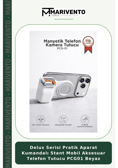 Delux Serisi Pratik Aparat Kumandalı Stant Mobil Aksesuar Telefon Tutucu Pcg01 Beyaz