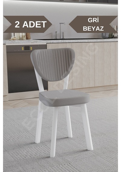 Faymend 2 Adet Elma Model Mutfak Sandalyesi Salon Sandalyesi Yemek Sandalyesi Cafe Restaurant Sandalyesi Gri
