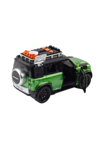 Yeşil Sesli Işıklı Çek Bırak Defender Model Oyuncak Jip - Kapıları Açılan Lüks Arazi Aracı 17 Cm Çok Renkli