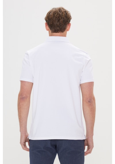 Ac&Co / Altınyıldız Classics Erkek Slim Fit Dar Kesim Polo Yaka Pamuklu Tişört - Beyaz