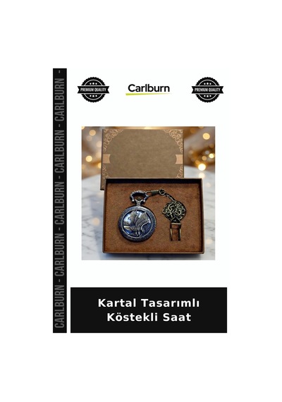 Kartal Tasarımlı Köstekli Saat Nostaljik Aksesuar Cep Saati Kutuslu Hediye Çok Renkli