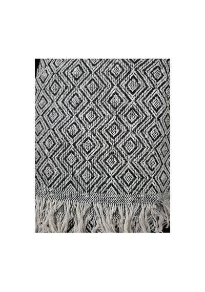 %100 Pamuk Geometrik Desenli Koltuk Ve Yatak Örtüsü 170x210 Cm Siyah
