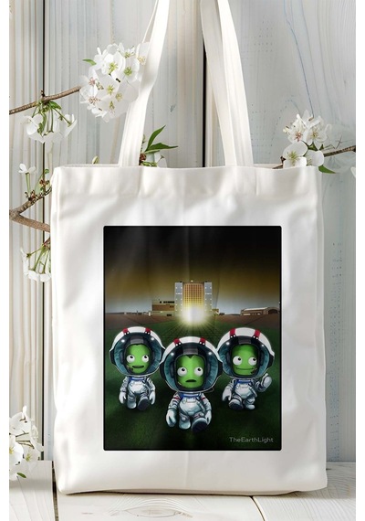 Art Hediye Kerbal Space Oyun Baskılı Bez Çanta Omuz Çantası Kişiye Özel Model 2 Çok Renkli