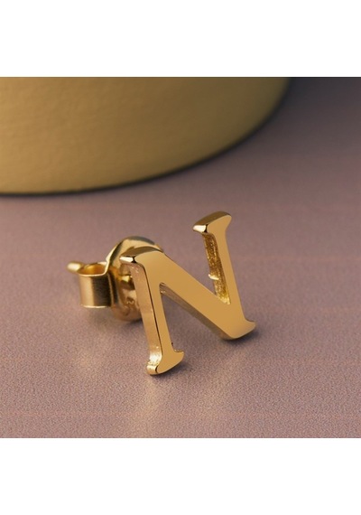 Goldkupe 14 Ayar Altın N Harf Küpe 0,56 Gr-1372