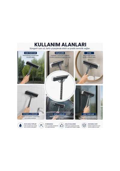 Çift Taraflı Süngerli Cam Sil Aparatı 22 Cm Çekçekli Temizlik Aleti Ergonomik Saplı Pencere Duşakabin Ayna Araç Camı Fayans Mermer Parlak Yüzeyler İçin İz Bırakmayan Pratik Silme Ekipmanı Çok Renkli Çift Taraflı Süngerli Cam Sil Aparatı 22 Cm Çekçekli Temizlik Aleti Ergonomik Saplı Pencere Duşakabin Ayna Araç Camı Fayans Mermer Parlak Yüzeyler İçin İz Bırakmayan Pratik Silme Ekipmanı Çok Renkli