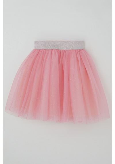 Breeze Kız Çocuk Tütü Etek Simli Bel Kısmı Lastikli 5-10 Yaş , Pembe
