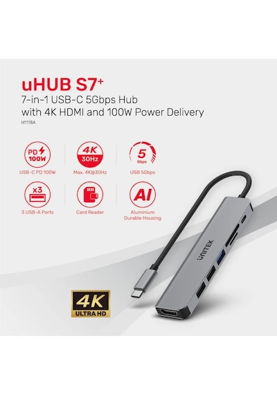 Unıtek Usb-c 7in1 Unıversal Dockıng Statıon H1118a