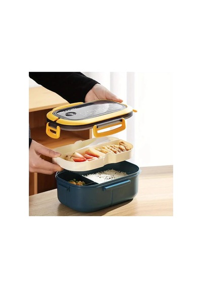 2 Katlı Taşınabilir Yemek Kabı Lunch Box Diyet Beslenme Kutusu Saklama Kabı Çatal Kaşıklı Sefer Tası Sku: Smgstkd0041ea7b5 Açık Mavi