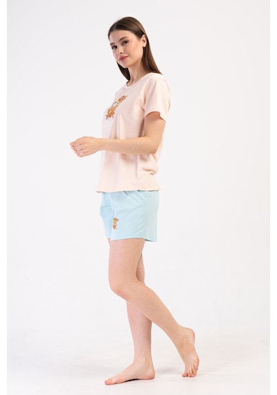 Yake Store Kadın P.suprem O Yaka Kısa Kol Etegı Oval Sort Takım - Yellow Pembe
