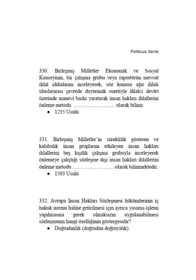 Politicus Insan Hakları Soru-Cevap Kaymakamlık Sınavı