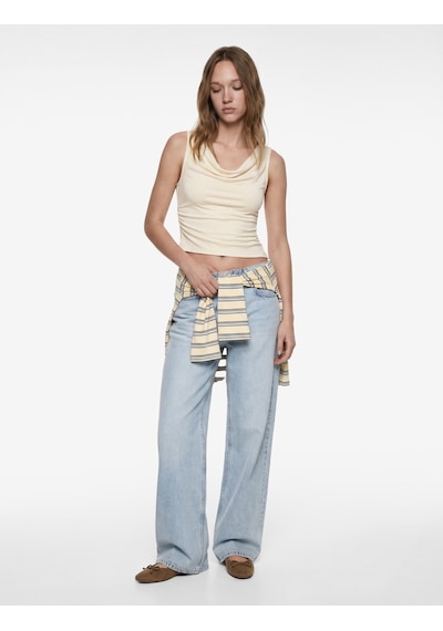 Koton Slim Fit Viskon Kolsuz Asimetrik Degaje Yaka Bluz Sarı 6sal30025ık Sarı