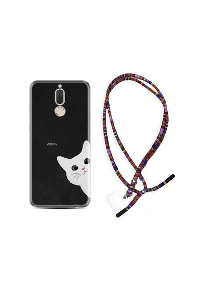 Huawei Mate 10 Lite Kılıf Rasta Boyun Askılı Çılgın Kedi 1895