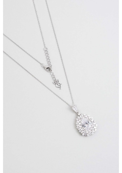 So Chic Saray Esintisi 18 Ayar Beyaz Altın Kaplama 45 Cm Gümüş Kolye Rodyum