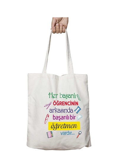 Art Hediye Başarılı Öğretmen Vardır İki Taraf Kalıcı Yıkanabilir Okul Plaj Omuz Bez Çanta Çok Renkli
