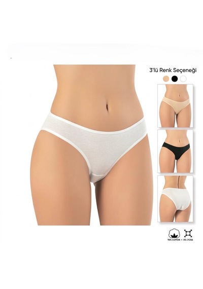 Perafit Kadın 6'lı Paket Pamuklu Likralı Esnek Bikini Külot Seti Siyah Beyaz Ten Rengi Şık Rahat Günlük İç Çamaşırı Çok Renkli