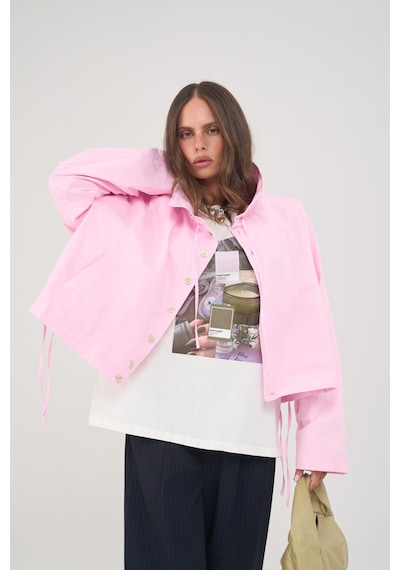 Mai Collection Liora Düğmeli Pembe Bomber Ceket