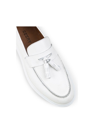 Deery Hakiki Deri Beyaz Comfort Erkek Loafer Beyaz (492271264) Beyaz