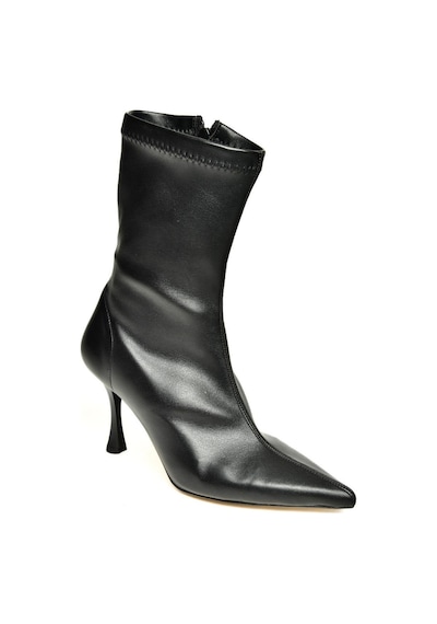 Fox Shoes T752582409 Siyah Streç Deri İnce Topuklu Kadın Bot Siyah-Suni Deri Siyah