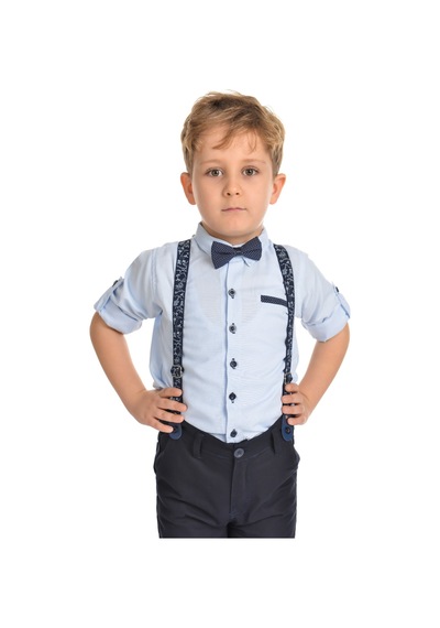 Mnk Baby & Kids Oxford Gömlek Uzun Pantolon Erkek Çocuk Takımı Mavi