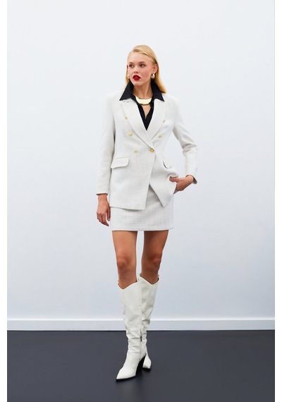 Sateen Mini Boy Tüvit Etek - Bej