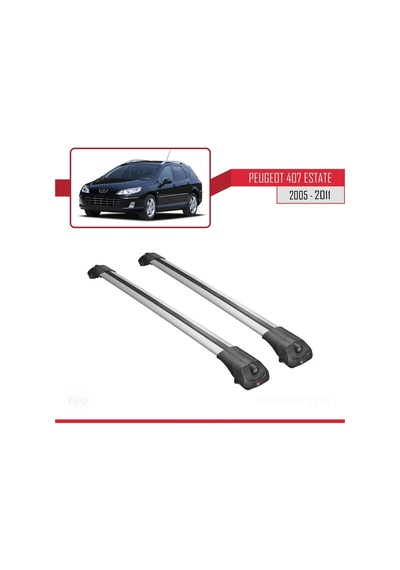 Peugeot 407 Sw 2005-2011 Arası İle Uyumlu Ace-1 Ara Atkı Tavan Barı Gri