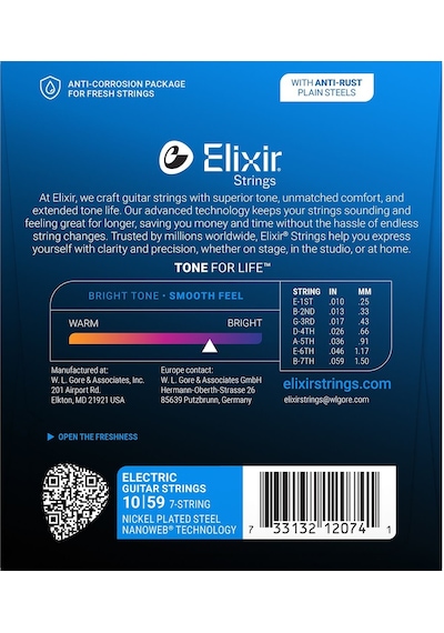 Elixir 12074 Nanoweb Light/heavy 7 Telli Elektro Gitar Teli 10-59