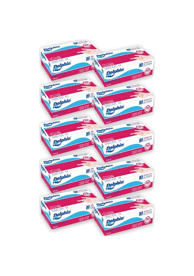Dolphin Pudrasız Vinil Vinyl Tek Kullanımlık Eldiven Şeffaf Medium Orta Boy - 100'lü 10 Paket