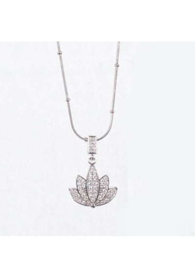 Beren Aksesuar Stainless Steel Lotus Çelik Kolye Gümüş