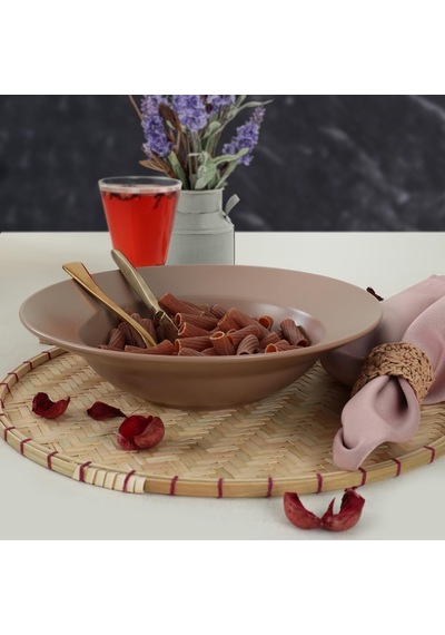 Mat Açık Taupe Makarna Tabağı 26 Cm 958 Açık Gri