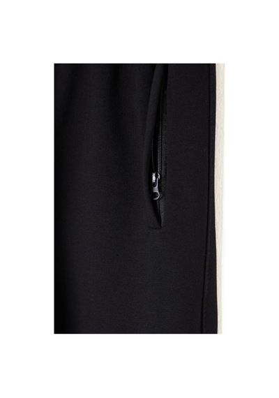 Erdem Kıds Unisex Kız Erkek Çocuk Beli Paçası Lastikli Fermuar Cepli Okul İki İplik Eşofman Altı Pantolon Siyah Siyah