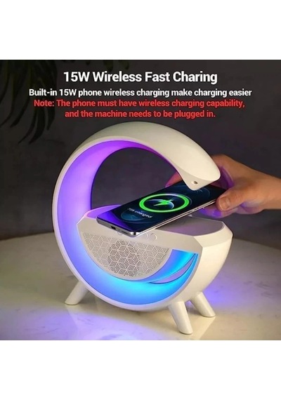 Go İthalat Kablosuz Telefon Şarj Bluetooth Hoparlör Istasyonu Ses Rgb Atmosfer Gece Işık Bt-2301
