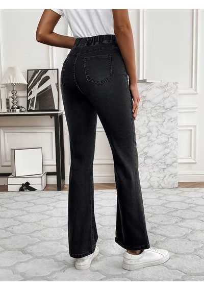 Bhrwear Kadın Beli Lastikli Paçaya Doğru Hafif Ispanyol Gelen Kot Pantolon Renkli