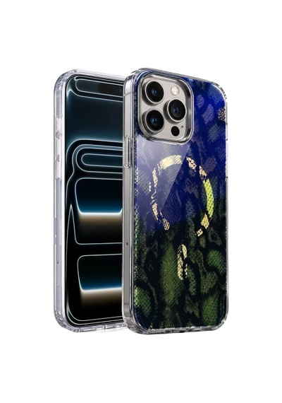 Onegif Apple iPhone Uyumlu 16 Pro Max Desina Magsafe Kapak - Desen 7 Mavi