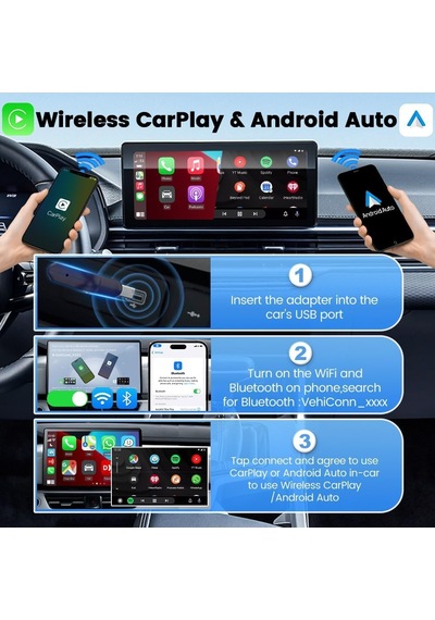 Mını Ultra1 Kablosuz Carplay Ve Android Otomatik Adaptör Kompakt Tak Ve Çalıştır Tasarımı Oem Arabalar İçin Kablolu Kablosuza Dönüştürür Usb-a/tip-c