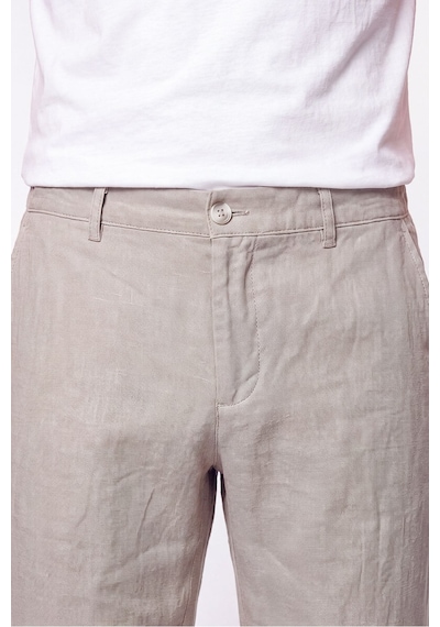 Comfort Fit Beli Lastikli %100 Keten Taş Pantolon P 1215