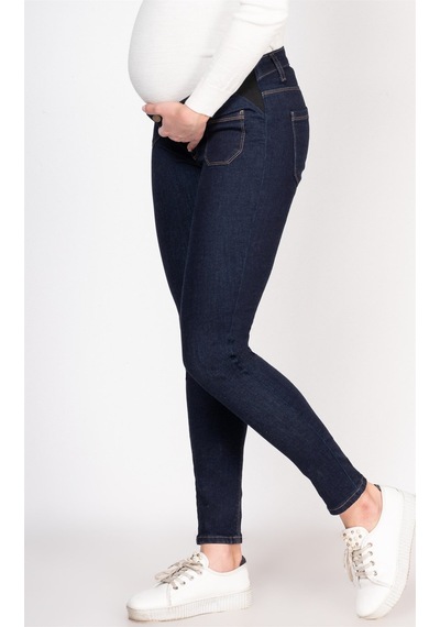 Busa Hamile Beli Lastikli Skinny Kot Pantolon Mavi-mavi
