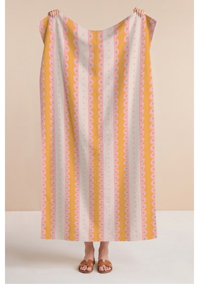 Çizgili Retro Fırfır Desenli Plaj Havlusu - Pastel Bohem Sarı Pembe Hızlı Kuruyan Mikrofiber Havlu Yumuşak Papatya Çizgili Retro Fırfır Desenli Plaj Havlusu - Pastel Bohem Sarı Pembe Hızlı Kuruyan Mikrofiber Havlu Yumuşak Papatya