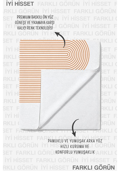 Soyut Geometrik Çizgili Modern Plaj Havlusu - Bohem Turuncu Beyaz Hızlı Kuruyan Mikrofiber Havlu Çok Renkli