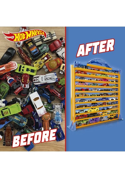 Hot Wheels Racentrack 44 Adet Araba İçin Depolama Rafı ve Yol Pisti HWCC9B