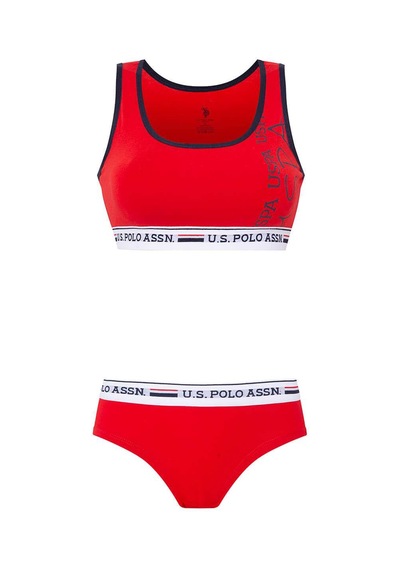 U.S. Polo Assn. Kadın Kırmızı Büstiyer Şort Takım 66255