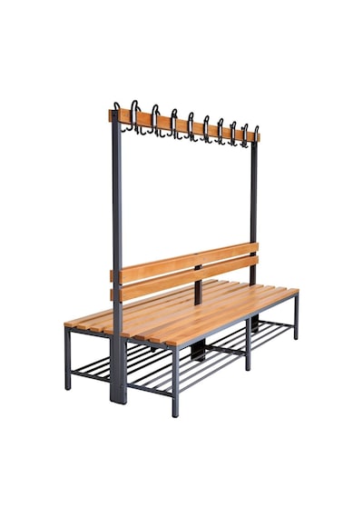 Ayakkabılıklı 6 Ayaklı Çift Taraflı Bank, 18 Kanca, 200x85x170 Cm, Spor Bankı
