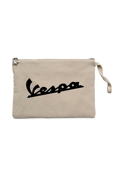 Vespa Logo 2 Krem Clutch Astarlı Cüzdan / El Çantası Krem