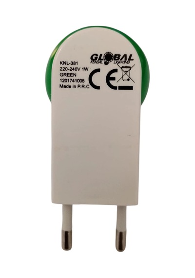 K2 Global 1w Fişli Yeşil Gece Lambası Ip20 220 Volt Prize Takılabilen Çok Renkli