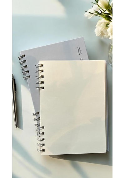 Spiralli 80 Yaprak Çizgisiz A5 Defter, Not Defteri, Okul Defteri, 4 Farklı Renk Seçeneği 01 Light Grey