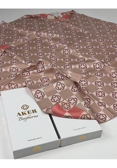 Aker Bosphorus Çift Taraflı İpek Twill Eşarp 89147112 Vizon-nar